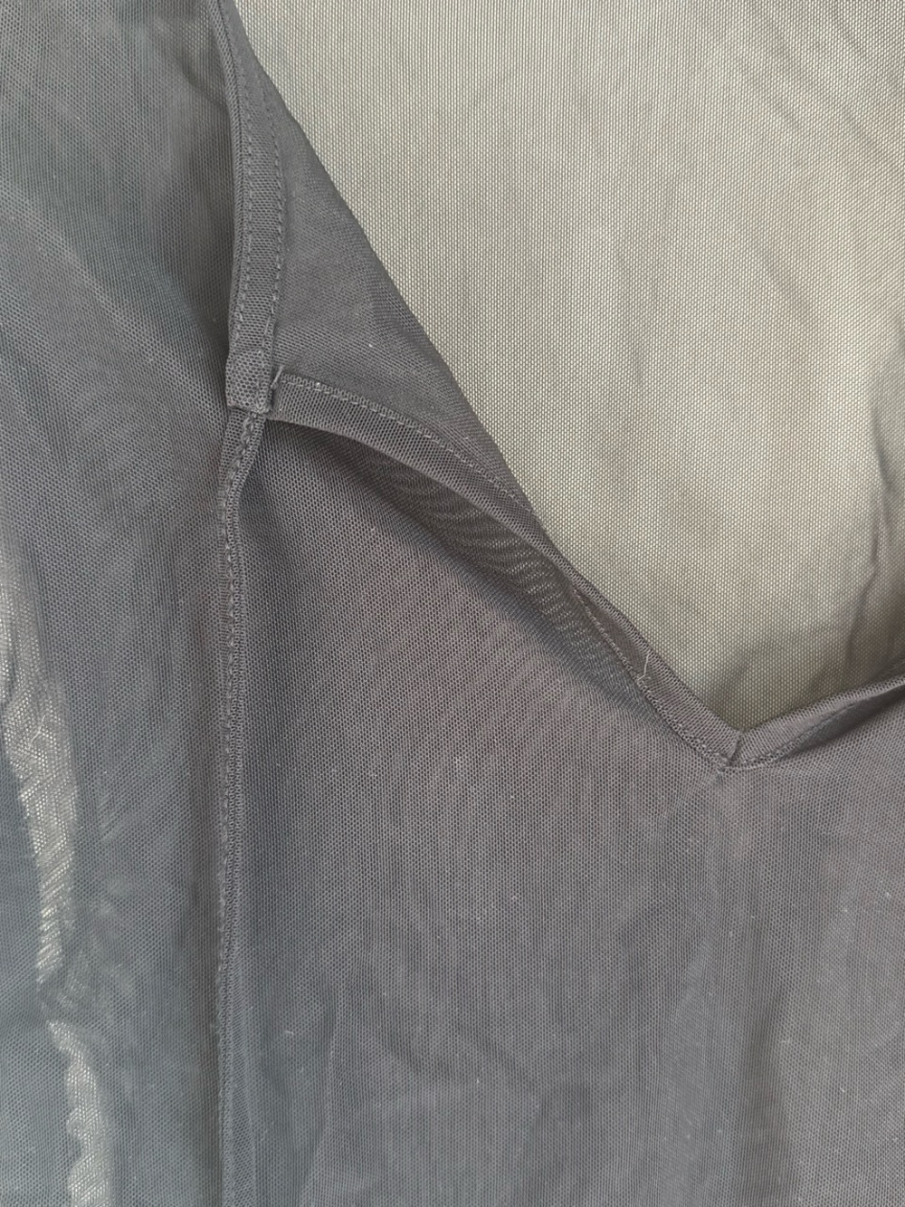 Black Sheer Long-Sleeve Ruched swimsuit cover - Picture 3 of 3